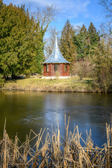 Obraz premium Gardens at the Lednice Castle complex, UNESCO World Heritage site in the South Moravia region in Lednice, Czech Republic