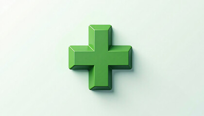 Fototapeta premium Green pharmacy cross symbol for medical branding and health campaigns