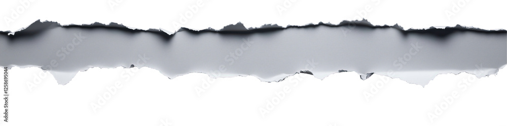 Poster torn paper border: a long, horizontally oriented image showcasing a strip of torn paper with a dark 