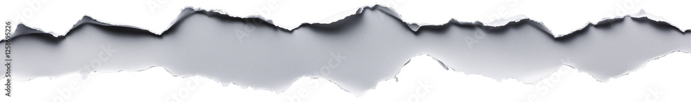 Poster Torn Paper Edge: Abstract texture of a ripped piece of paper, showing a jagged, irregular edge with shades of gray and white. Perfect for adding a distressed or vintage feel to your designs. 
