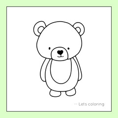 Coloring book animal bear lineart design. worksheet coloring kids,Black and white line drawing. Isolated on a white background. For children's design of coloring books, prints, posters, cards, sticker