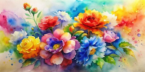 Watercolor painting of flowers, background artwork.