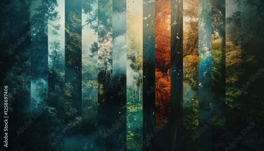 Poster montage visuals integrate multiple landscape themes seamlessly.
