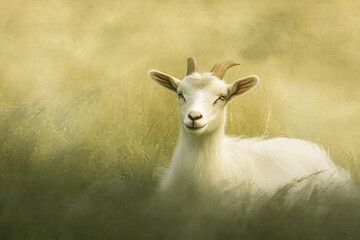 Fototapeta premium Serene Goat in Sunlight