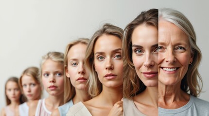 Seven Stages of a Woman's Life: A Realistic Composite Artwork