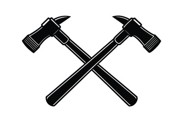 Silhouette of two hammers in cross position vector art illustration3.eps