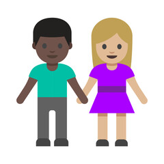 Man and Woman Holding Hands with Smiling Expressions Clipart Illustration | Minimalistic Cartoon Style Isolated on White Background