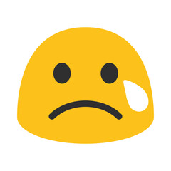 Yellow Emoji with Sad Expression and Teardrop Clipart Illustration | Minimalistic Cartoon Style Isolated on White Background