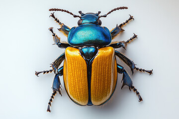 Macro Shot of a Beetle on a White Background