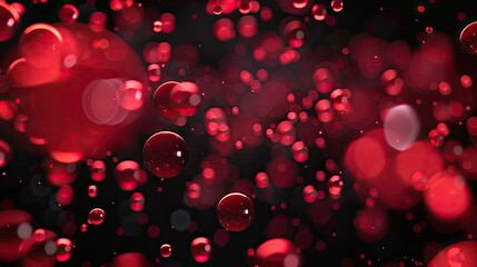 Abstract black background with red lights and bubbles