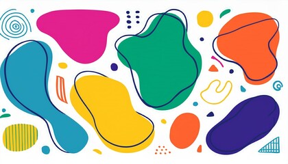 Organic abstract shape color set. Abstract texture brush stroke kid elements. Organic blob grunge paint texture background. Wave, circle blob, triangle contemporary color shape. perfect any project.