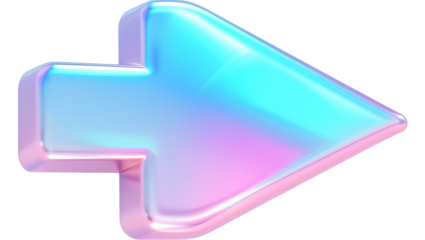 abstract 3d icon, blue glossy arrow icon  isolated on transparent background