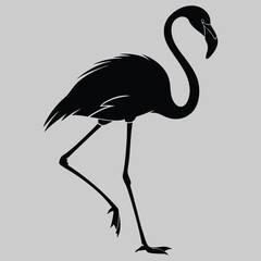 a flamingo standing on one leg silhouette vector design art and illustration