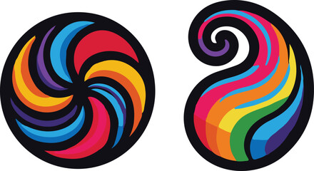 isolated Rainbow Spiral icon Vector, Rainbow Spiral  Silhouette,Rainbow Spiral icon   set, black Rainbow Spiral symbol for logo,color Rainbow Spiral icon  Vector illustration, Vector Graphic, EPS 10 