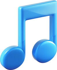 Blue Music Note Icon Illustration Isolated on Transparent Background
