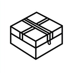 3D glyph line icon of a storage box representing packaging solutions on white.