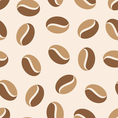 seamless pattern of coffee beans for coffee shop background. decoration cafe, place to eat and culinary events. for a coffee themed greeting card. for coffee-themed fabric motifs