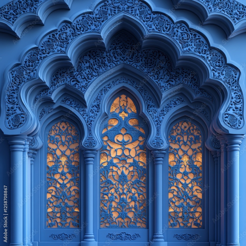 Poster delicate arabesque designs create enchanting shadows against a soothing turquoise wall, echoing the 