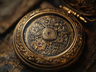 Intricate antique pocket watch showcasing elaborate engravings and delicate clockwork