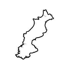 Obraz premium Create a clean, simple vector outline map of South Korea, emphasizing its geographical shape. The style should be minimalist and easily scalable.