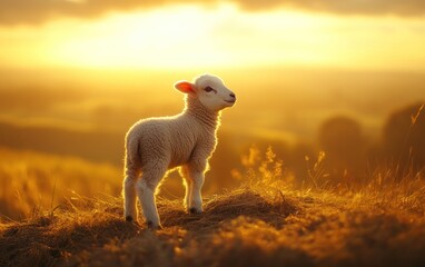 Fototapeta premium sheep at sunset