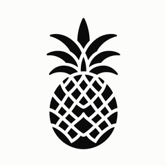 Fototapeta premium Pineapple Slice Silhouettes in black on a white background