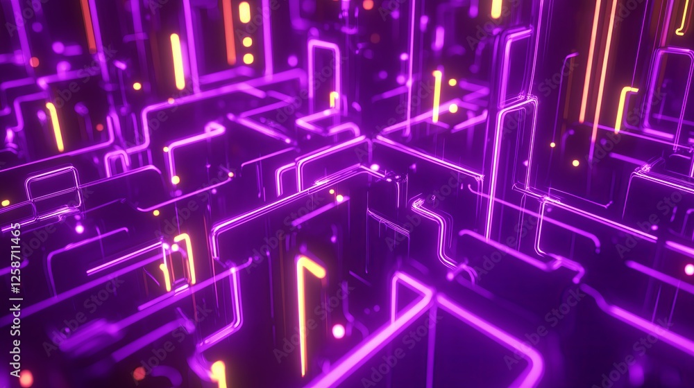 Poster A maze-like network of glowing lines and shapes