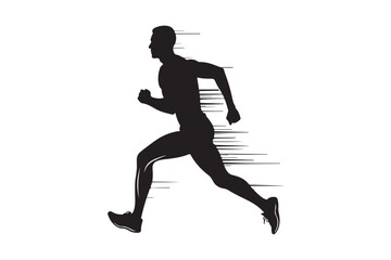 Athletic Runner Silhouette with Motion Lines for Sports Design