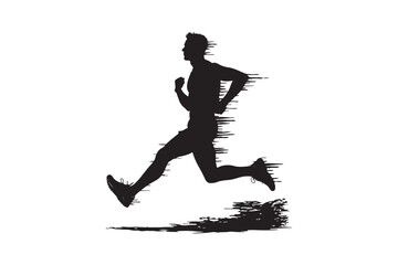 Athletic Runner Silhouette with Motion Lines for Sports Design