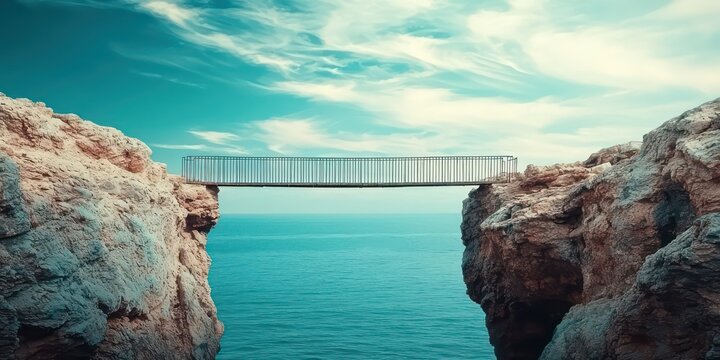 A bridge connecting two cliffs, symbolizing building trust between parties.