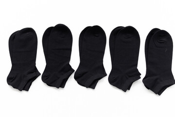 black unisex short sock on a white background 5 pairs