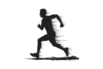 Athletic Runner Silhouette with Motion Lines for Sports Design