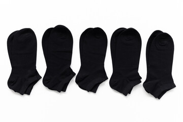 black unisex short sock on a white background 5 pairs