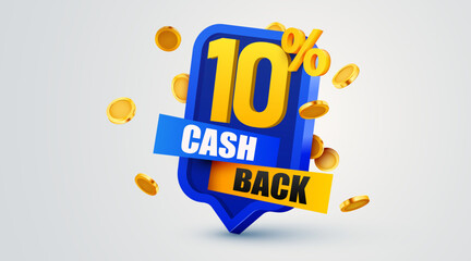 Cashback 10 percent icon isolated on the gray background. Cashback or money back label. Vector illustration