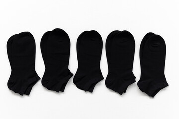 black unisex short sock on a white background 5 pairs
