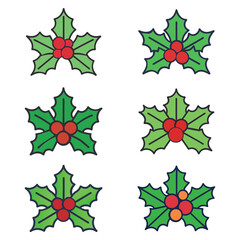 Holly Berry Christmas Vector Icon