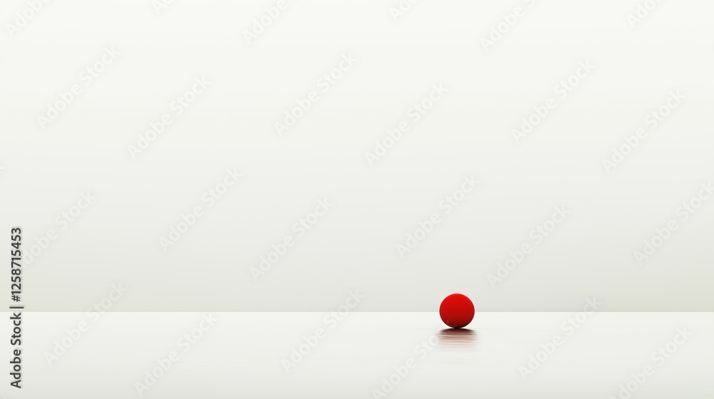 Poster A minimalist abstract composition with a single red dot against a vast, empty white space.