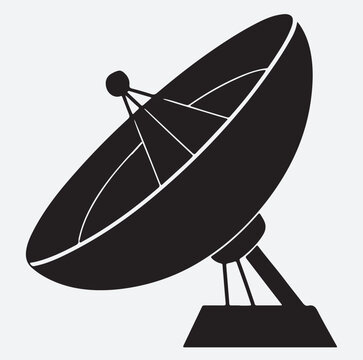 recommend clip art: deep space signal dish2 silhouette vector art illustration, satellite dish on white background