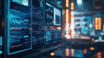 Obraz premium Futuristic Data Center: A Glimpse into Advanced Technology and Digital Information