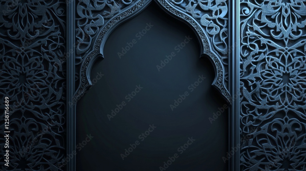 Aufkleber Delicate arabesque patterns in shadow create a mesmerizing backdrop, merging depth and artistry. This stunning design evokes a sense of wonder and cultural richness