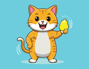 A Cute cat cartoon vector simple flat design.