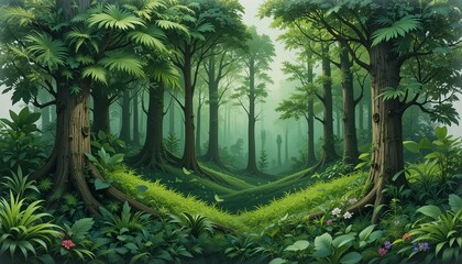 Obraz premium tropical forest with palm trees