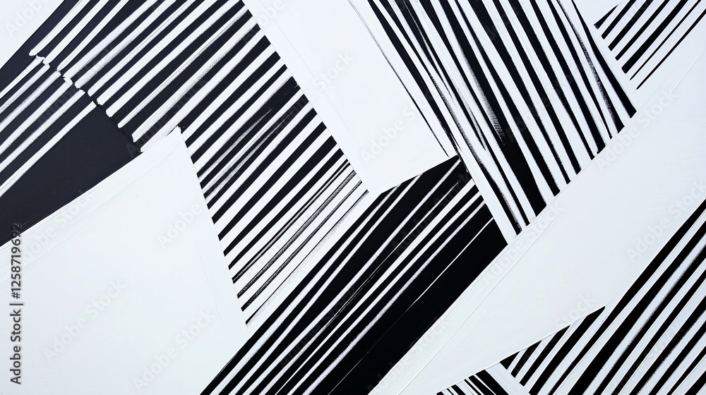 Poster A minimalist abstract with intersecting black and white lines forming elegant geometric patterns