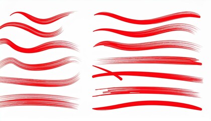 Obraz premium Red squiggle brush scribble underline. Marker pen emphasis highlight red swoosh stroke. Vector swoosh brush underline set for accent, marker emphasis squiggle element. perfect any project.