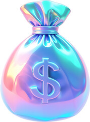 Pink Money Bag with Dollar Symbol Isolated on Transparent Background