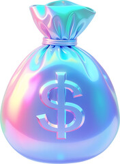 Pink Money Bag with Dollar Symbol Isolated on Transparent Background