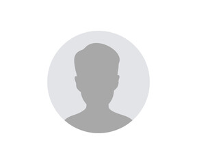 Silhouette head, avatar face, male person icon. User member, People icon in flat style. Circle button with avatar photo silhouette illustration on transparent background PNG. 