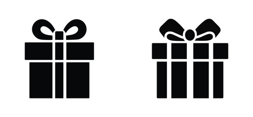 Present gift box icon set. Surprise gift box in flat style. Vector illustration