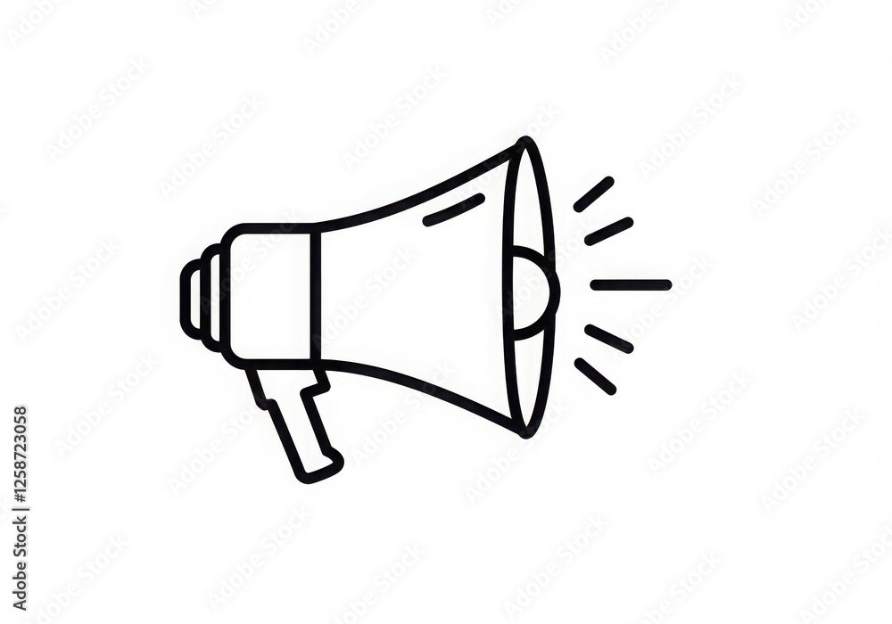 Poster megaphone icon on flat color circle buttons