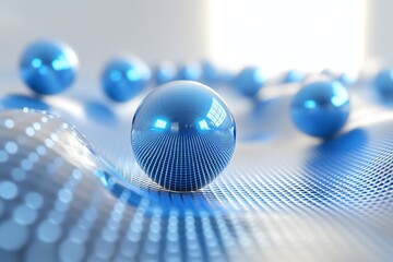 Abstract Blue Spheres on Grid Surface Technology and Innovation Concept